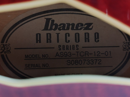 IBANEZ Artcore Series AS93-TCR-12-01 Hollow Body Electric Guitar Cherry Red