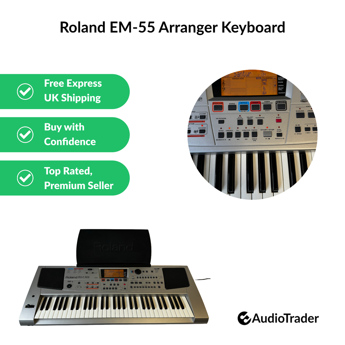 Roland EM-55 Arranger Keyboard With Power Lead - Free UK Shipping