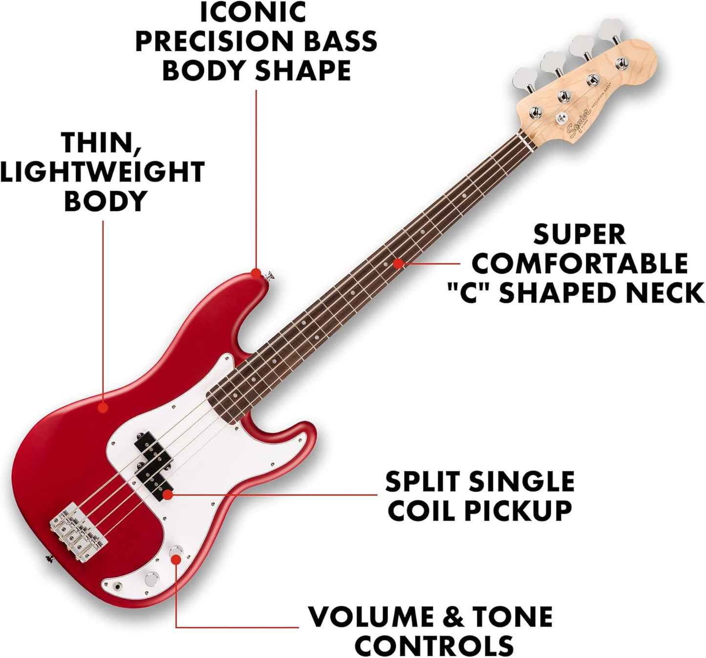 Squier by Fender Debut Collection Precision Bass Guitar - Red