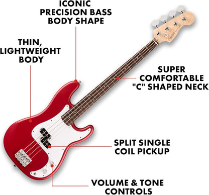 Squier by Fender Debut Collection Precision Bass Guitar - Red